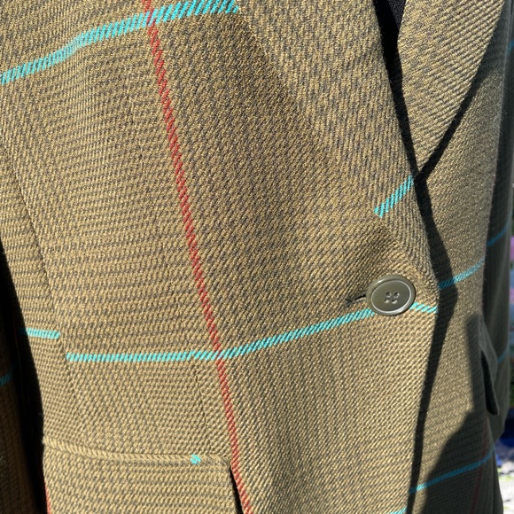 Linea Louis Dell'Olio Women's Olive Houndstooth Plaid Blazer Jacket Size 12 - Picture 6 of 11
